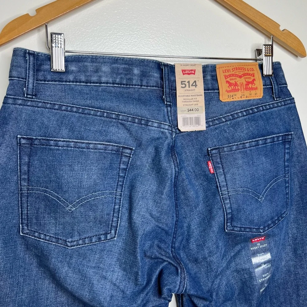 Levi’s 514 Straight Leg Denim Jeans Kids Boys 12 Husky 32” x 27” NEW